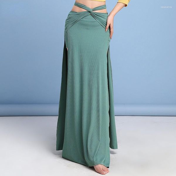 Sahne Giyim Göbek Dansı Karnaval Giyim Kadın Katı Uzun Etek Yüksek Dökülmüş Uygulama Çingene Oriental Performans Elbise Seksi