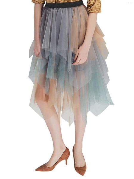 Saias Vestido maxi feminino com sobreposição de renda com mangas transparentes e bainha larga para eventos noturnos elegantes