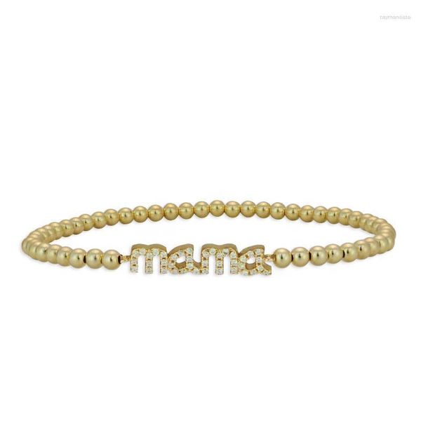 Strang Perlenstränge Mama Anhänger Schnurarmband Muttertagsgeschenk Sterling Silber Schmuck Mode Mama Gold gefüllte Kugel BM35306 Raym22