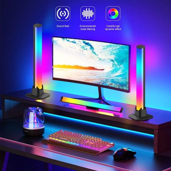 Smart RGB LED Light Bars Night Light con Bluetooth APP Control Music Rhythm Lights Retroilluminazione per Gaming TV Room Decoration Lamp