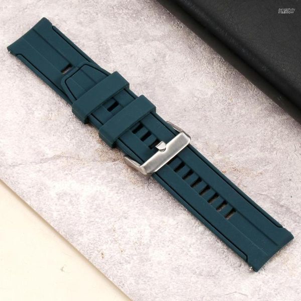 Cinturini per orologi Cinturino in silicone morbido da 20 mm Moda Verde scuro Sostituzione Bracciale con fibbia ad ardiglione a 17 fori Uomo e donna universale