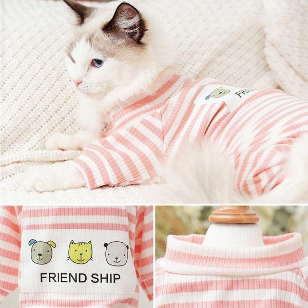 Köpek Giyim Karikatür Köpekler Pijama Kedi Giyim Komik Kalın Stripes Polyester Tulum Pet Sweatshirt Genel Bahar Chihuahua Köpek Kıyafetleri