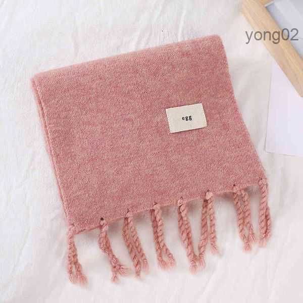 Ei Koreanischer Dongdamen einfarbig gestrickter Wollschal Koreanischer Herbst und Winter vielseitiger verdickter warmer Quastenschal 4GDV3