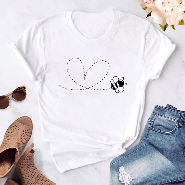 T-shirt da donna Seeyoushy Bees Love Printed Women T-shirt da donna Top Trend estivo Y2K Fashion Streetwear Harajuku Gothic Style Polera