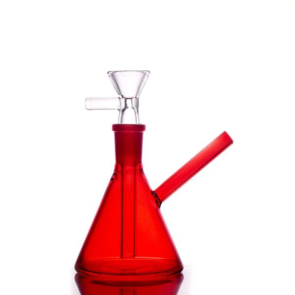 Mini kleine 4-Zoll-Wasserpfeifen Glasasche Cather Bong Neuankömmling Dreieck-Design Bohrinsel Bunte Pfeifen Berauschende Mini-Pfeifen-Dab-Rigs mit Downstem-Trockenkräuter-Tabakschale