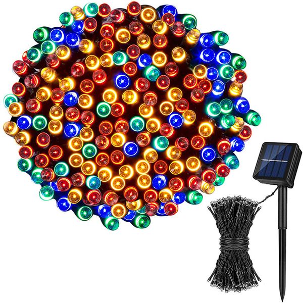 Solar String Light Outdoor, decoração de árvore de Natal 100 LED 12M Fairy Light 8 Modo para pátio de jardim de fora do jardim de Natal decoração de gazebo