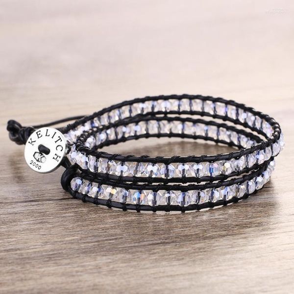 Strand KELITCH 2023 Bracciale in cristallo bianco Donna 2 Wrap Gift Braccialetti dell'amicizia Fascino Gioielli moda Uomo Braccialetto all'ingrosso