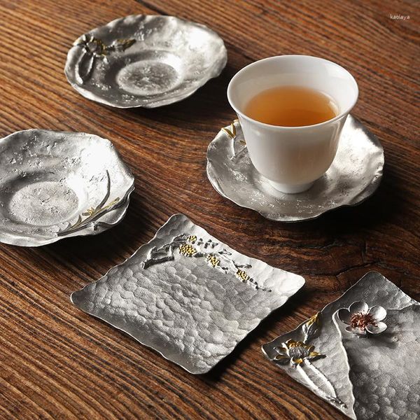 Tischsets Kreative Zinn Tischset Set Tasse Becher Tee Tablett Untersetzer Halter Für Esszimmer Matte Pad Dekoration