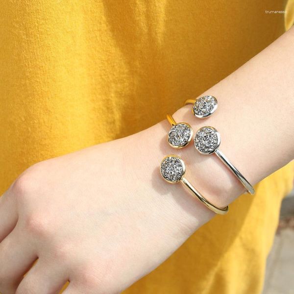 Pashalı Lüks Altın Açık Bangles Kadınlar İçin Paslanmaz Çelik Kişiselleştir Drampy Rhinestones manşetleri Pulseira Bijoux Takı Raym22