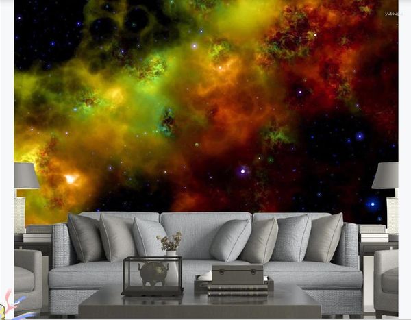 Papéis de Parede Papéis de Parede Personalizados Decoração de Casa Estilo Chinês Bonito Europeu Abstrato Céu Estrelado Colorido Nuvem TV Mural de Fundo