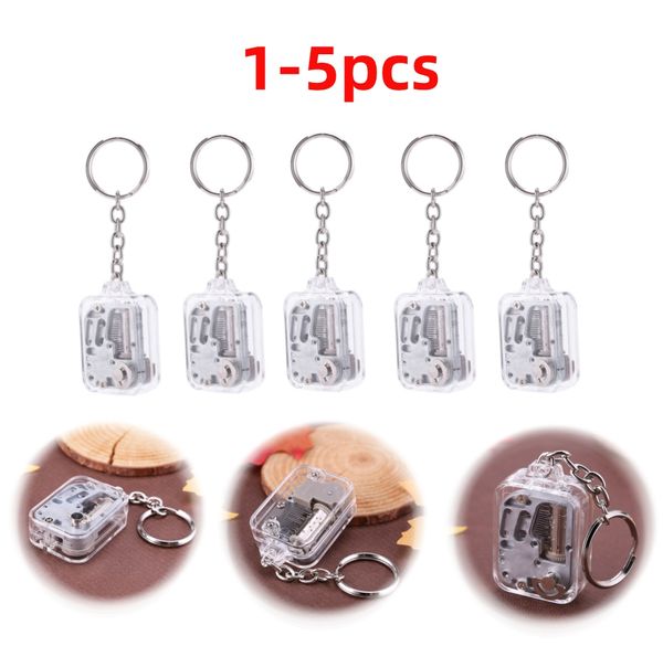1-5pcs Kids DIY Music Box Movement Keychain Handy Crank Musical Birthday Gifts Toy Instrument Musical Toy Musical Melody Gifts