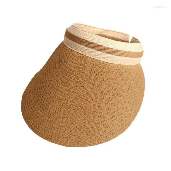 Bandane Summer Empty Top SunPortable Pieghevole Magic Tape Roll-up Beach Hat Wide Brim Women Sun Fashion Casual Visiere di paglia