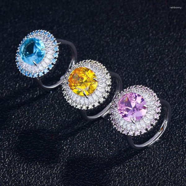 Eheringe Mode Damen Minimalist Ring Inlay Glanz Oval Zirkonia Elegant Verstellbarer Schmuck Für Frauen Verlobungsgeschenke