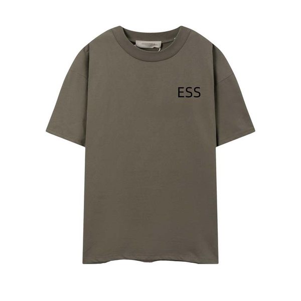 Yaz Sisi Sezon 9 Essentials Çifte İplik Tasarımcı Erkekler Tişörtlü Tutkal Etiket Mektubu Kısa Kollu Erkekler Moda Gevşek Tasarruf T-Shirt Siyah Erkek Tişört Boyut