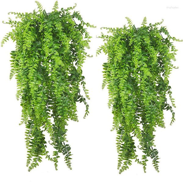 Flores decorativas Planta verde artificial Videira Decoração de jardim para casa Pendurado Folhas de plástico Grama Guirlanda Festa de casamento Decoração de parede Ivy falsa