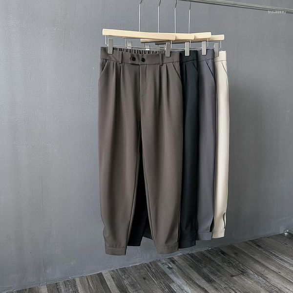 Herrenhosen, Sommer, gerader Anzug für Herren, klassisch, einfarbig, einfach, Business, lässig, schmal, kleine Füße, Hose, männlich, Khaki, Weiß