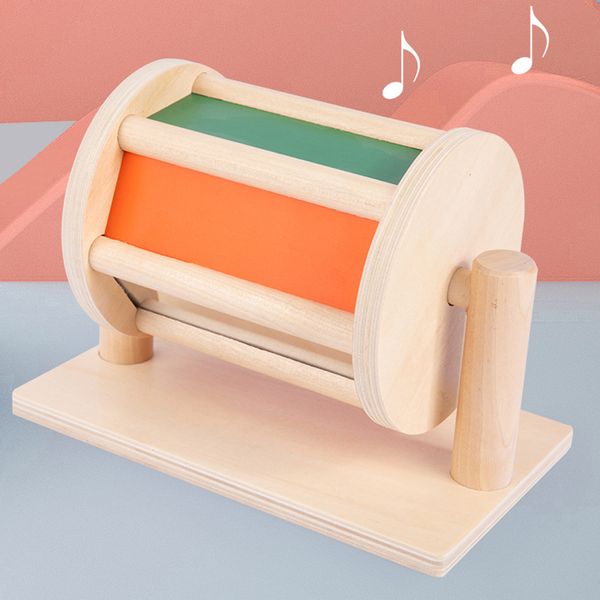 Montessori Sensorische Spinning Trommel Holz Textil Baby, Kleinkind Frühe Pädagogische Instrument Rotierenden Farbe Erkenntnis Spielzeug