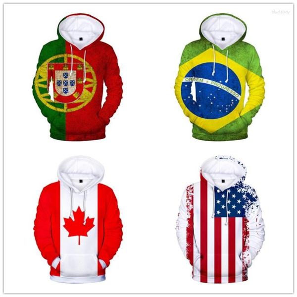 Erkek Hoodies 3 ila 14 yıl çocuklar Hoodie Bayrak Portekiz Arjantin Almanya Rusya Brezilya ABD Sweatshirt Erkek Kızlar Günlük Ceket Giysileri