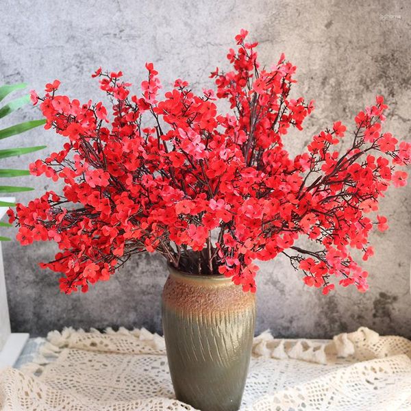 Flores decorativas de seda Gypsophila artificial bebê respirar flor de cerejeira falsa para decoração de casamento em casa haste de plástico noiva segurando