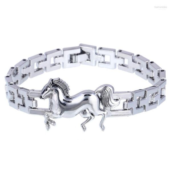 Charm Bracelets Vintage Banhado a Prata Cor Horse Bracelet Masculino Hip-Hop Rock Friends Jóias Pulseiras MasculinasCharm Raym22