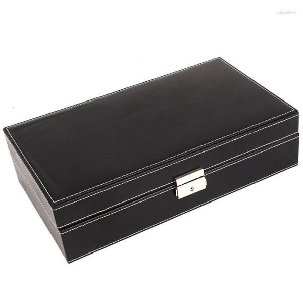 Uhrenboxen Black Box Aufbewahrung 8 Herren Schmuck Display Schublade abschließbare Fall Organizer Slots Ringe Tablett mit Schloss