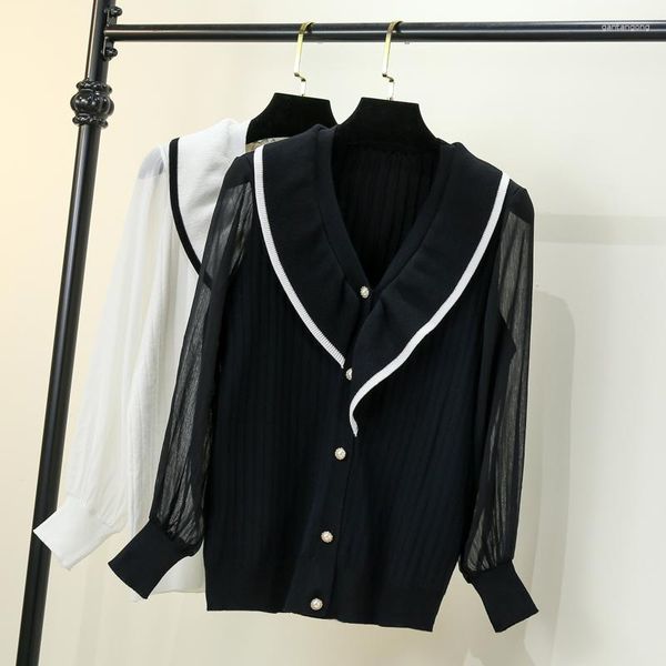 Magliette da donna Summer Cardigan Female Top a maglia maglione maglione maglioni Maglioni Abbigliamento a V-Neck Black Black Rosa Corea Stile di moda coreano