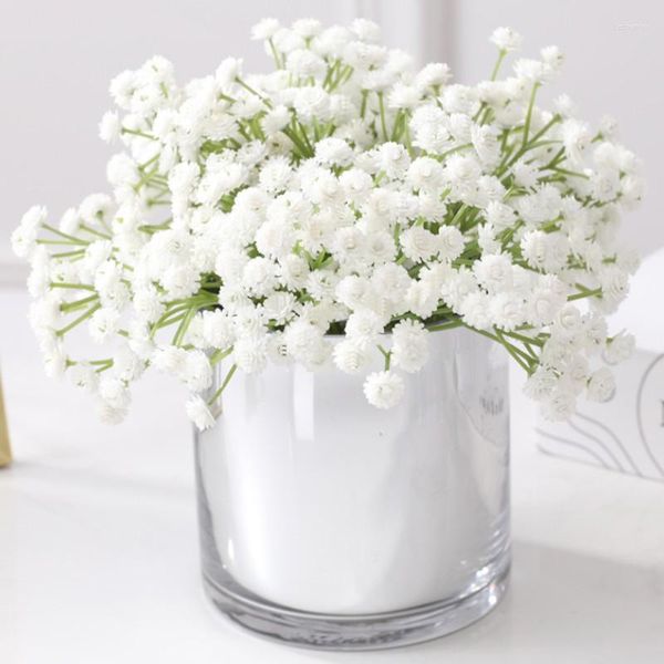 Flores decorativas 1pcs branco Gypsophila Casamento Artificial DIY Bouquet Decoração Arranjo Plástico Bebês Respiração Flor Falsa Decoração Da Casa