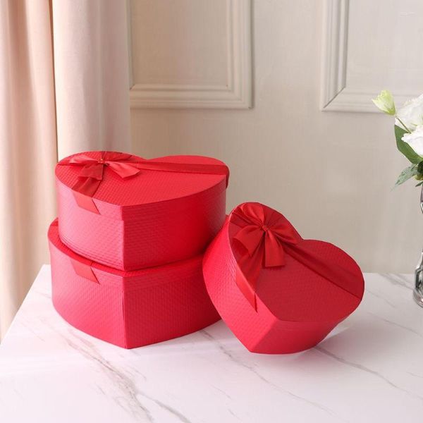 Confezione regalo Scatole per imballaggio di San Valentino Set natalizio di 3 fiori a forma di cappello da fiorista a forma di cuore Caramelle