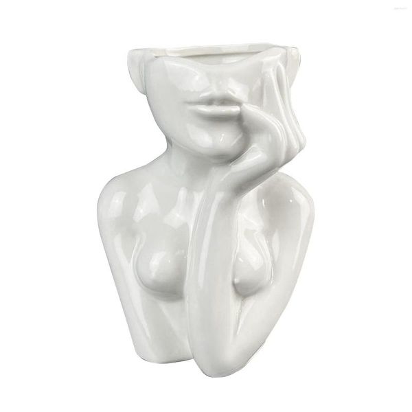 Vasi da tavolo Fioriera Scaffale Centrotavola artistico Scultura moderna Corpo umano Ufficio Mezza faccia a forma di decorazioni per la casa Vaso di fiori in ceramica