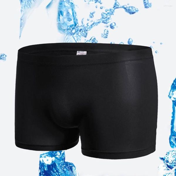 Mutande Boxer da uomo senza cuciture in seta di ghiaccio Intimo Sexy Slip trasparenti traspiranti Mutandine Boxer da bagno