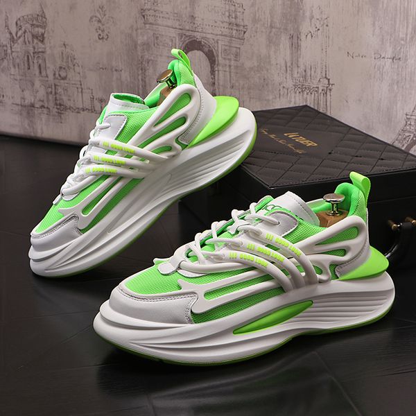 Nuovi uomini affascinanti di lusso Showy White Green Casual High Top Shoes Flats Designer maschio Sneaker Sneakers Shoe Shoes Zapatos Hombre