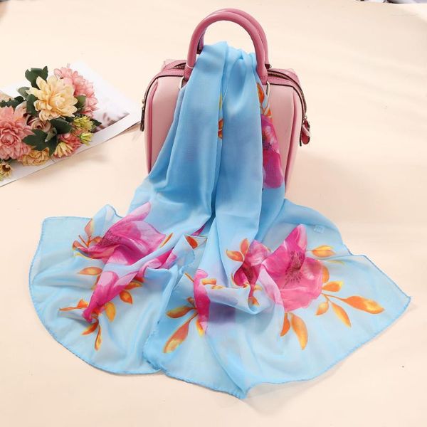 Schals, frische kleine Blumen, Zweige, Damen, Foulard, elegant, Chiffon, Georgette, Bandana, Schal, Sommer, Strand, Sonnencreme, dünn, Hijab