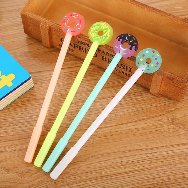 4 teile/los Nette Gel Stift Für Kinder Student Schule Bürobedarf Schreibwaren Kawaii Schreiben Stifte 0,5mm Schwarz Tinte Donut