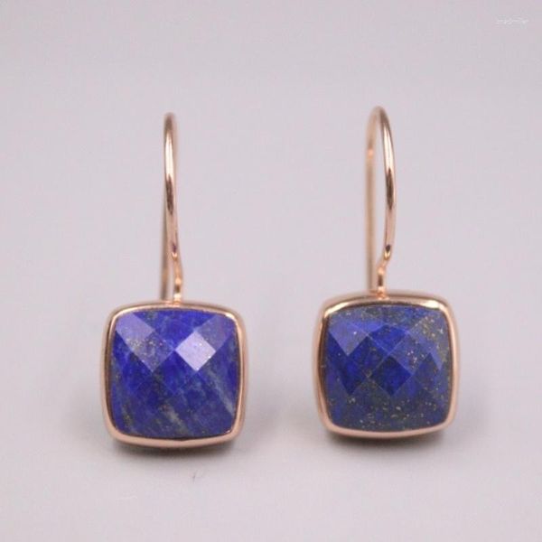 Brincos pendentes de prata real 925 gota para mulheres 2023 feminino menina banhado a ouro cristal azul coreano lápis-lazúli gancho presente