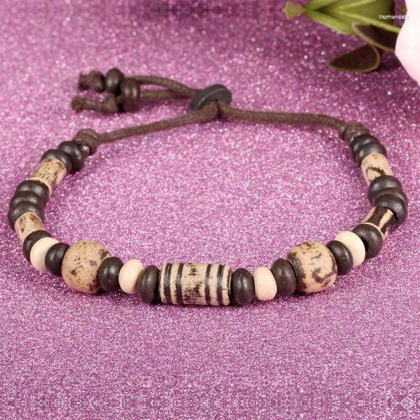 Braccialetti con ciondoli Braccialetto di corda fatto a mano Bohemian Black Polymer Clay Beaded For Men Holiday Jewelry Punk Raym22