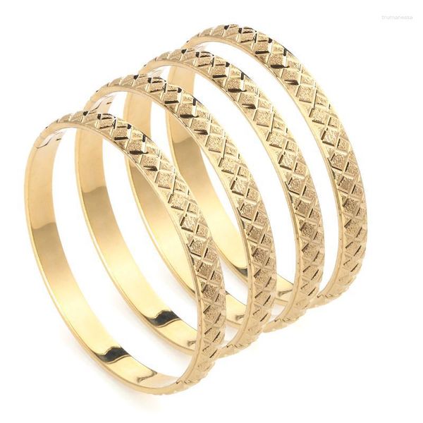 Bangle Gold Rhombus Bangles For Women Girl Can Open Dubai Wedding Bride Bracelet Ramadan Middle East Jewelry Raym22