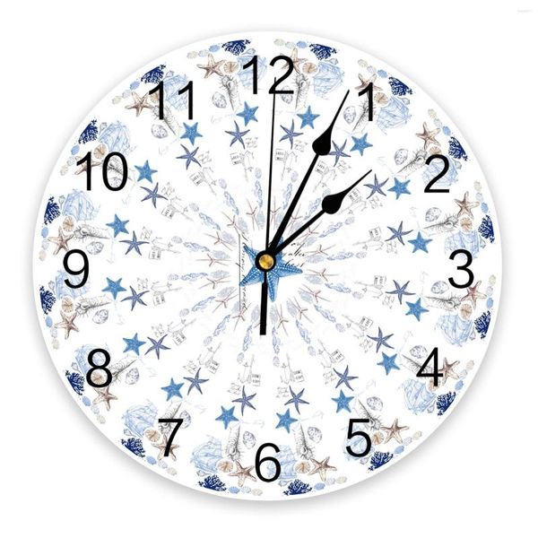 Orologi da parete Ocean Shell Starfish Coral Home Decor Cucina moderna Camera da letto Living Clock