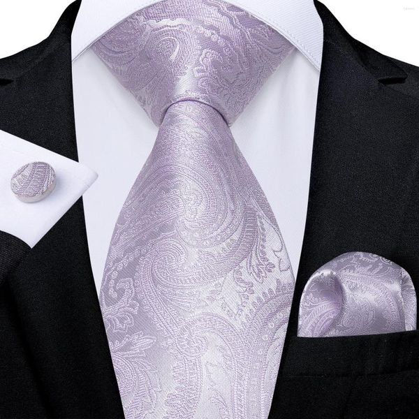 Bow Gine Fashion Light Purple Sold Silk для мужчин шириной 8 см. Бизнес свадебный галстук галстук Hanky ​​Jufflinks Accessories Подарок оптом