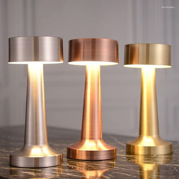 Lâmpadas de mesa Touch Led Lâmpada Retro Dumbbell Forma Regulável Tipo-C Recarregável Mesa Luz Noturna Para Restaurante El Bar