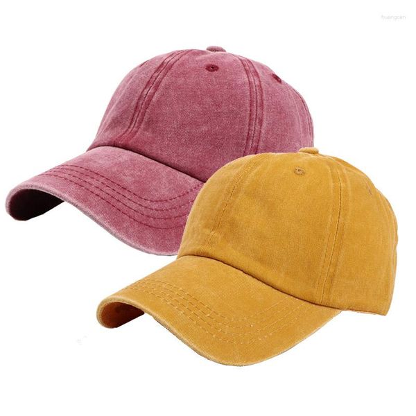 Ball Caps Vintage Yıkanmış Pamuk Beyzbol Kapağı Sıradan Unisex Güneş Şapkaları Kadın Erkekler Bahar Yaz Kovboy Snapback Kpop Gorras Hat Visor