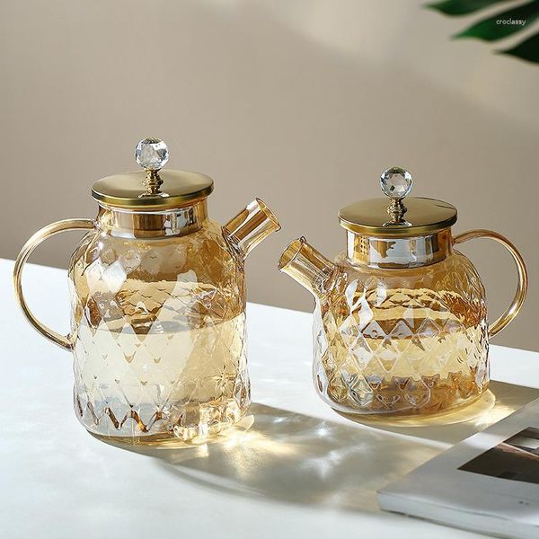 Bottiglie d'acqua Bollitore in vetro borosilicato alto Bottiglia fredda ambra Tazza per la casa di alta qualità Stoviglie di lusso leggere