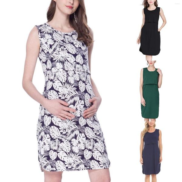 Lässige Kleider, ärmelloses Kleid, Baumwolle, Stillkleid für schwangere Frauen, Cocktail