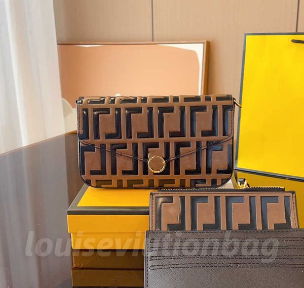 conjunto de três peças bolsa em relevo hobo pochette tote carteira masculina famosa tripla designer de luxo bolsa feminina com caixa alças cruzadas bolsas bolsa 746615