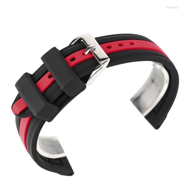 Uhrenarmbänder 20/22/24 mm Band Rot/Blau/Grün Streifen Silikon Herren Sportuhren Armband Wasserdicht Outdoor Ersatzarmband