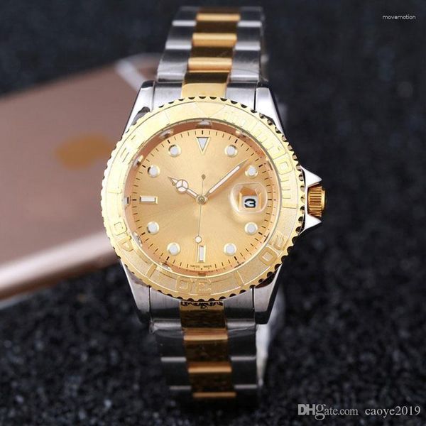 Relógios de pulso 40MM Relogio Masculino Relógios Masculinos Vestido de Luxo Designer Moda Preto Mostrador Calendário Pulseira Dourada Fecho Dobrável Masculino