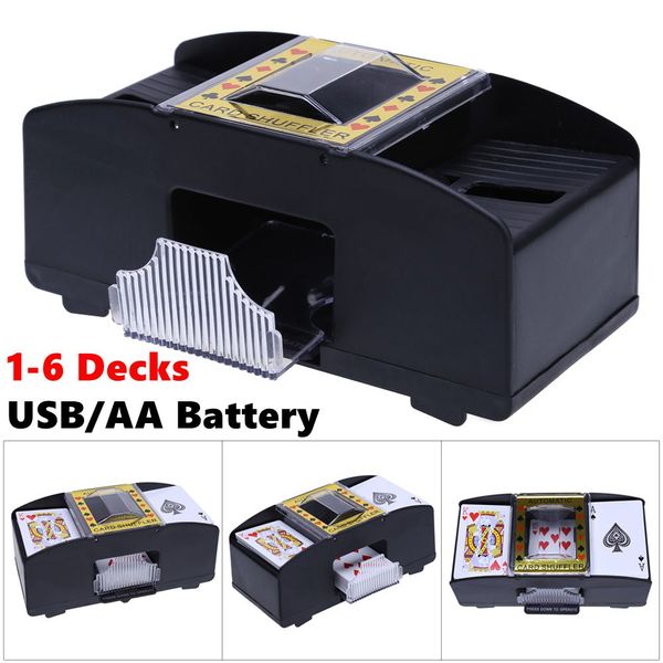 Mescolatore automatico di carte USB/funzionamento a batteria Mazzo di carte professionale Contiene 1-6 mazzi di carte Nero per giochi da tavolo