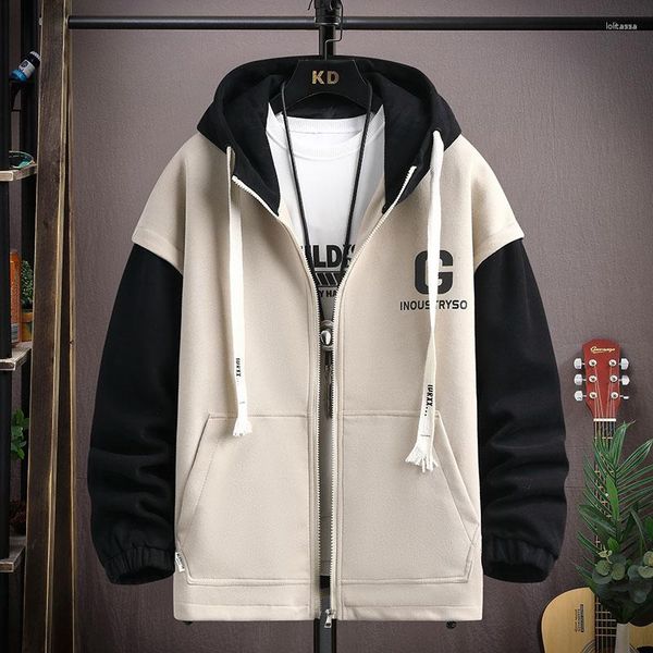 Männer Jacken 2023 Frühling Casual Mit Kapuze Jacke Männer Patchwork Farbe Outwear Männlich Bequeme Baseball Mantel Jungen Kleidung Plus Größe 4XL