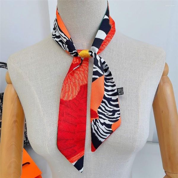 Cachecóis Banda Acessórios Animal Magro Feminino Cetim Cachecol Saco Fita Estampado Luxo Tiara Foulard Moda Feminina Gravatas