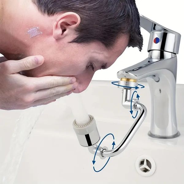 1080° drehbare Wasserhahn-Verlängerung, Universal-Spüle, 2-Modus-Spritzwasserhahn-Filterverlängerung aus ABS-Kunststoff, Wasserbelüfter, Küche, Badezimmer, 360°-Winkel, drehbarer Sprühaufsatz