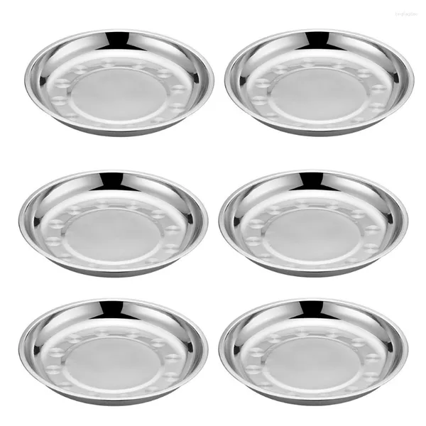 Set di stoviglie 6 pezzi Disco in acciaio inossidabile Piatto da cucina Vassoio per la pasta Tavolino da caffè Piatto rotondo Premium Home Elder